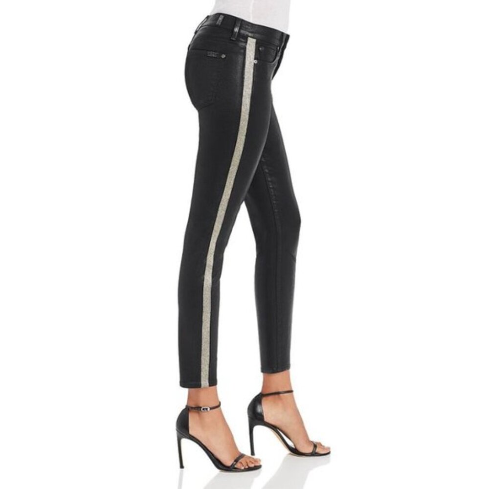 NWT 7 For All Mankind black stripe skinny jeans - Picture 4 of 13